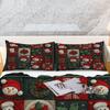 3pcs Festive Snowman & Holly Checkered Duvet Cover Set - Cozy Christmas Bedding with Zipper Closure, Machine Washable