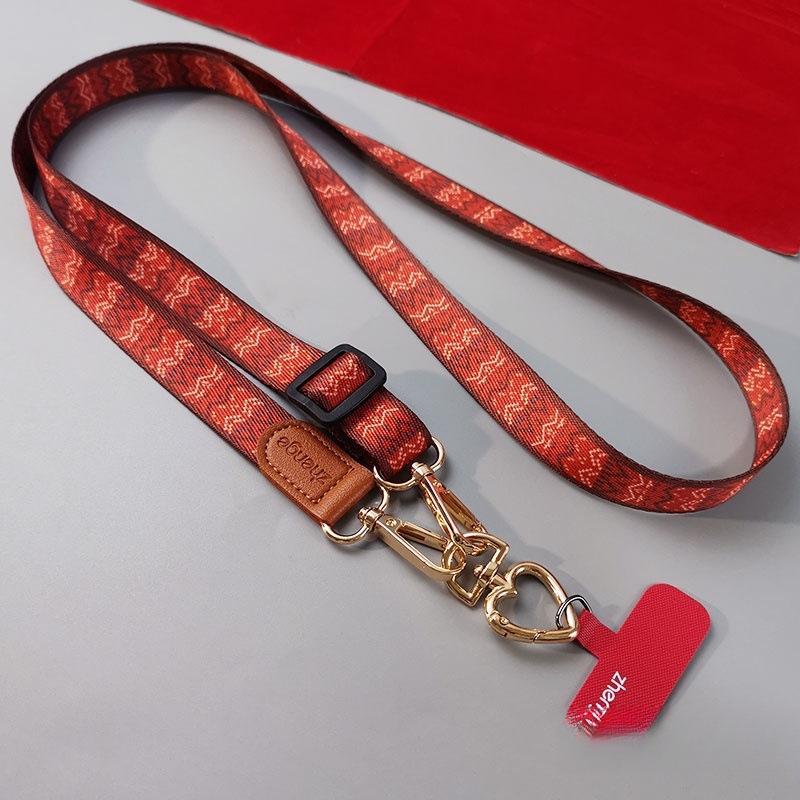 Vintage Muster Umhänge-Handyband mit verstellbarem Nackenband und robuster Kette für Frauen