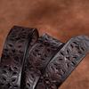 Women'S Hollow Belt Pin Buckle Yellow Cowhide Belt Casual Pinhole Belt