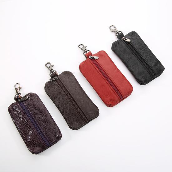Genuine Leather Key Holder Wallet Men Keys Organizer Women Zipper Key Chain Case