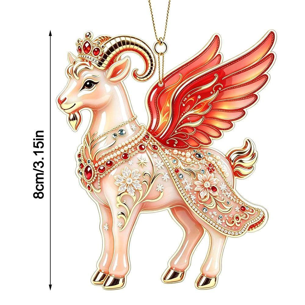 3/4/5PCS 2D Flat Goat Pendant Acrylic Christmas Tree Ornament New Zodiac Goat Souvenir  Bag Charms