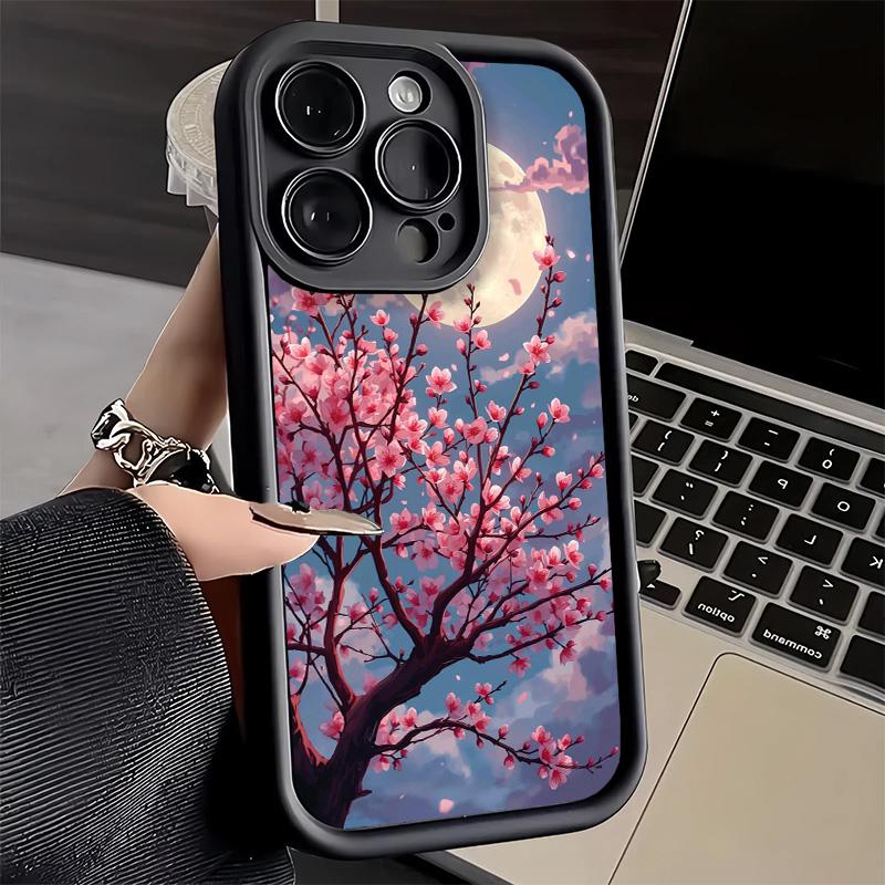 Handyhülle für iPhone 17 Air 16E 15 16 Pro Max Traumhafter Nacht-Kirschblütenbaum-Cover 14 Plus 13 12 Mini Weiche Schale Silikon Lustig