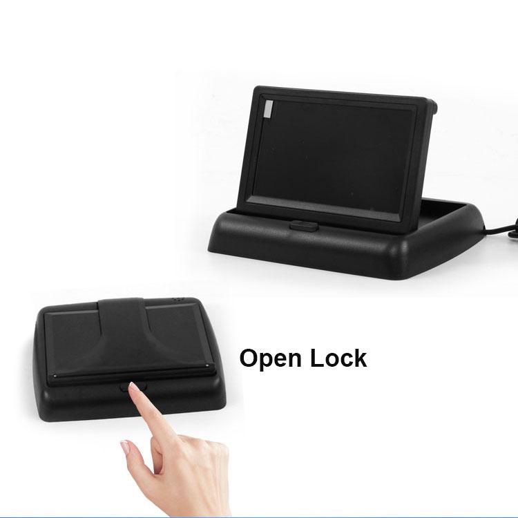 4.3 TFT LCD HD Screen Folding Car Monitor with Rear View Camera  8 LED Backup for Vehicle Parking Easy Installation