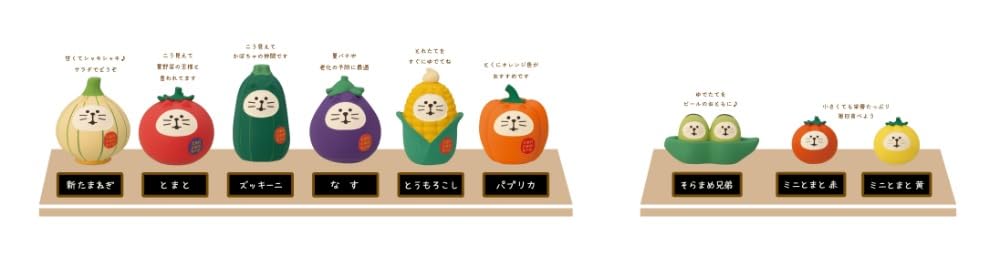 Decor Corporation Concombre Vegetable Cat Daruma, Corn, Size Approx. W3 D2.5 H4.2 ZCB-29835