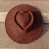 Heart Vegan Suede Hat Blank with Logo Engraving  Autumn/Winter Hats for Men and Women Hat for Burning Heart Wide Brim Hat