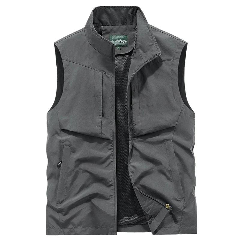 Plus Size 6XL 7XL 8XL Mens Mesh Fishing Vests Lightweight Joggers Sports Sleeveless Jackets for Travel Climbing Hiking Waistcoat