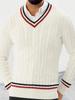 Men's Slim-Fit V-Neck Color-Block Pullover Knitted Sweater - Autumn/Winter Street Style