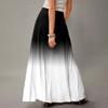 Damen Lässig Freizeit Faltbar Farbverlauf Druck Hohe Taille Mit Tasche Drapierter Entspannter Langer Maxi Rock
