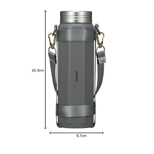 CB Japan Octabottle Holms, Gray, 460ml, Direct Drinking, Vacuum Insulated Stainless Steel Bottle with Dedicated Holder