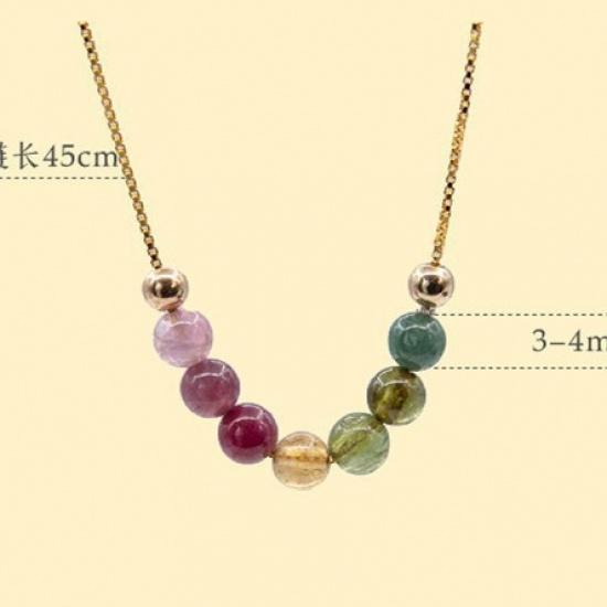 Natürlicher Turmalin-Anhänger für Damen, Farbverlauf-Jaspis-Schlüsselbein-Kette, leichter Luxus Nischen-Design Halsketten Schmuck