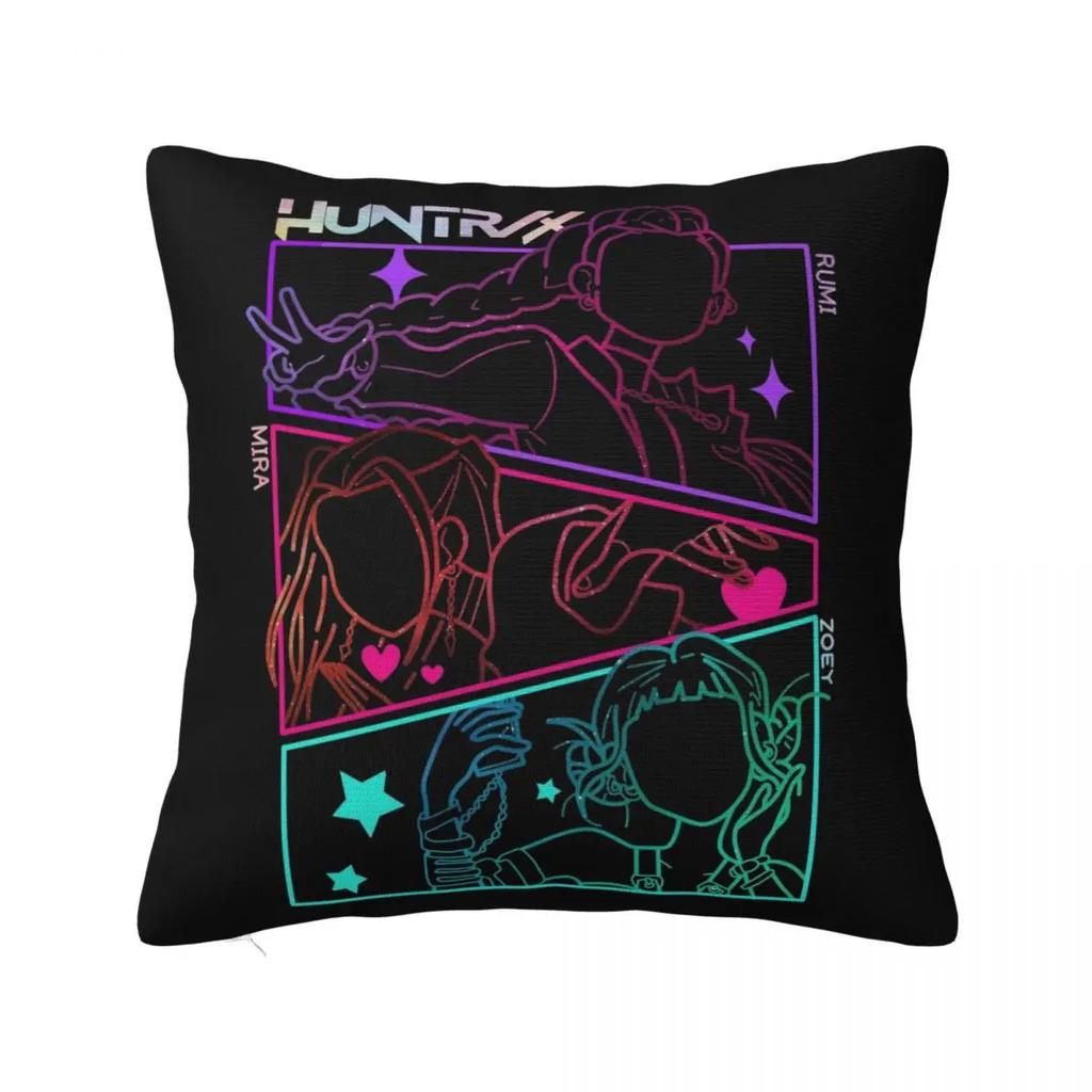 Huntrix Zoey Rumi Mira Pillowcases Polyester Car Kpop Demon Hunters Cushion Case Funny Decor Pillowcase