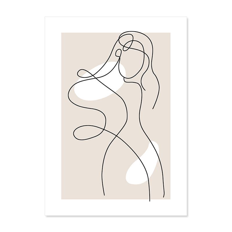 Boho AbstractPosters  Geometric Beige Wall Art Women Body Line Canvas Painting Print Pictures Living Room Gallery Interior Decor