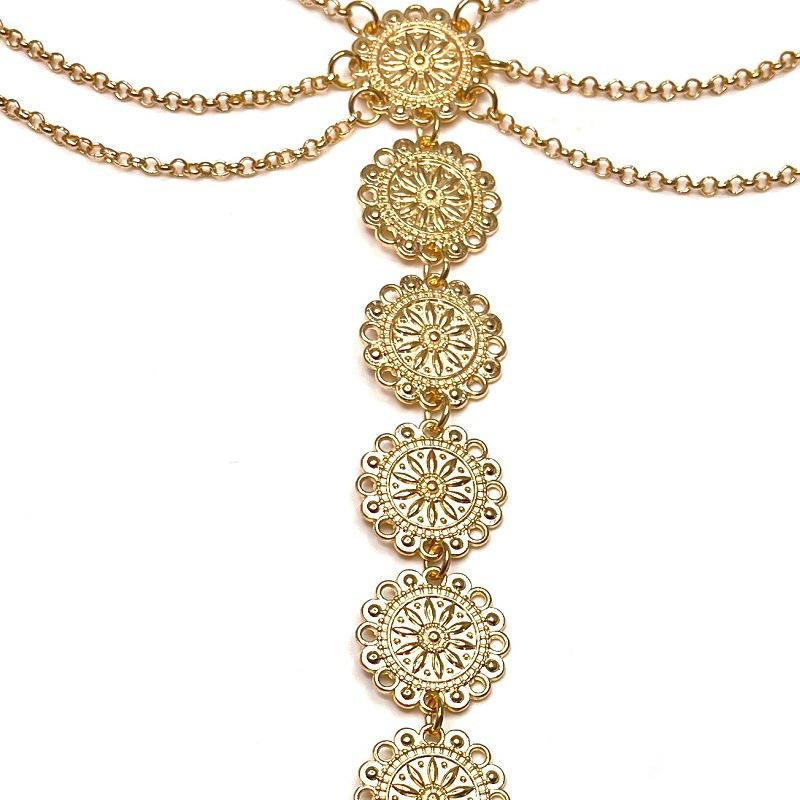 Fashion Trendy Metallic Metal Texture Carved Discanting Beach Flowing Foot Chain