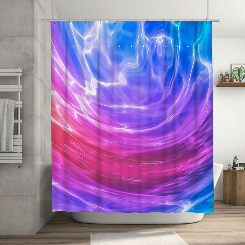 Modern Dynamic Colorful Shower Curtain Fabric Print For Bathrooms White Tub Liner With Grommets Perfect Decoration Various Sizes