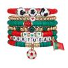 World Cup-themed explosive bracelet set, English alphabet beaded national flag alloy pendant jewelry