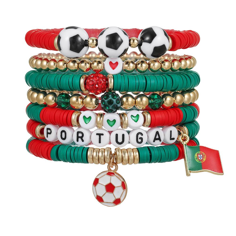World Cup-themed explosive bracelet set, English alphabet beaded national flag alloy pendant jewelry
