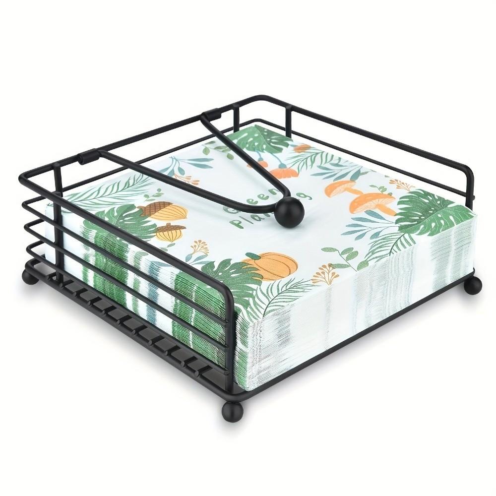 Weighted Arm Napkin Holder Square Design Flat Napkin Dispenser Paper Napkin Organizer  Home Kitchen