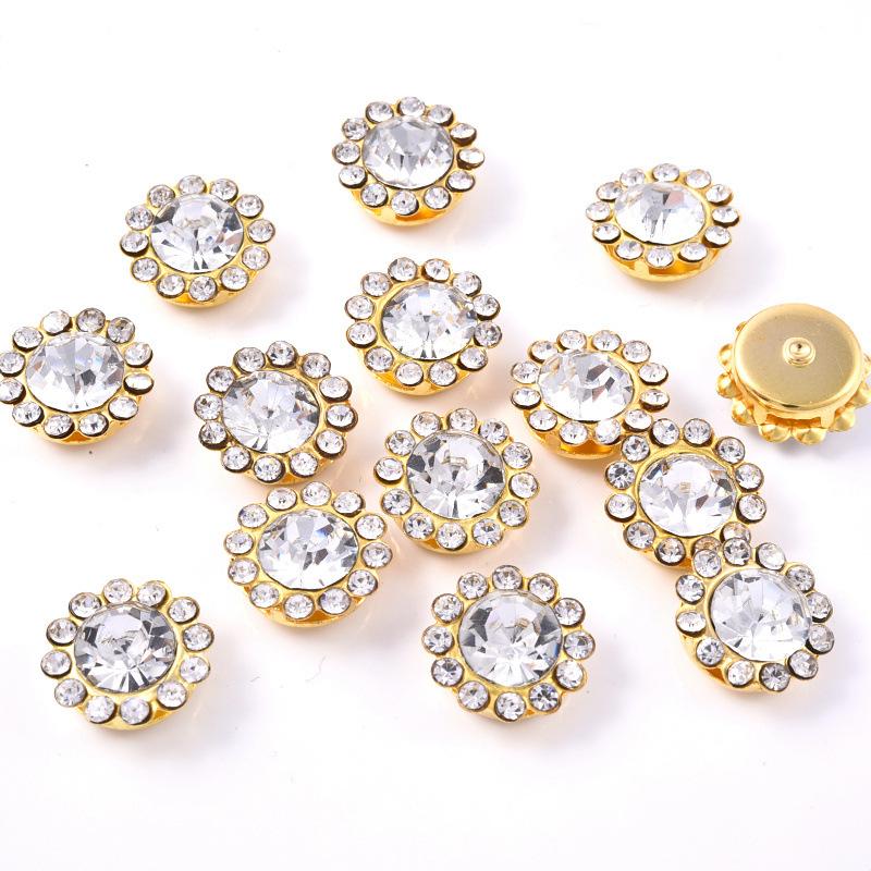 Sun Flower Claw Diamond, Glass Flower-Shaped Rhinestone Buckle Hand Seam Diamond, Round Flower Plate Grab Diamond Diy Jewelry Button Decoration