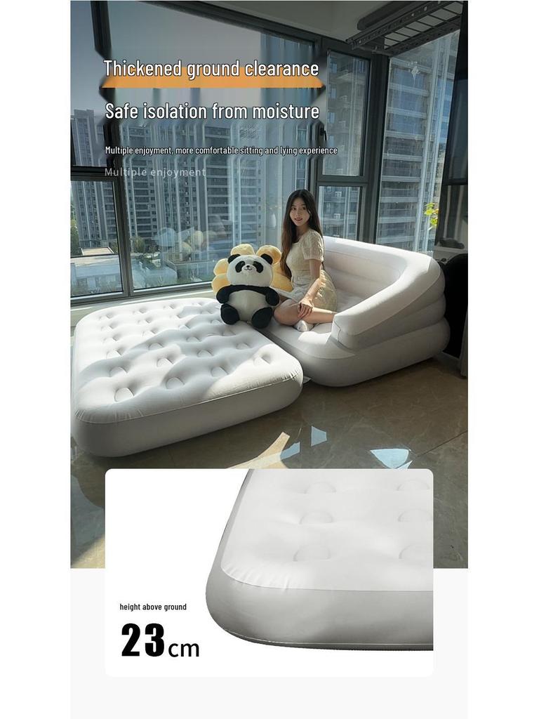 Thick Flocking Inflatable 2-in-1 Sofa Recliner: Sit & Lie Tent Sofa