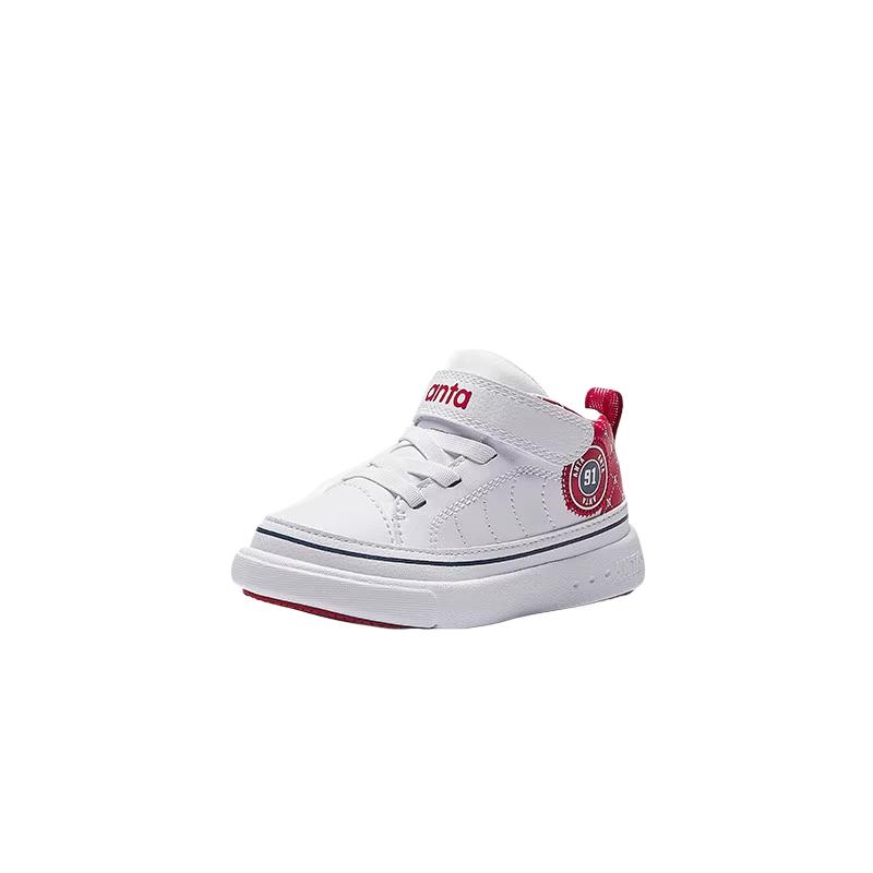 Anta Kids Comfortable Lightweight Casual Non-Slip Wear-Resistant Low-Top Walking Shoes Baby Shoes White Danxia-Red 312510030