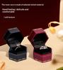 Vintage Hexagonal Velvet Ring Box Delicate Embossed Jewelry Storage Case For Proposal Wedding Jewelry Display Use