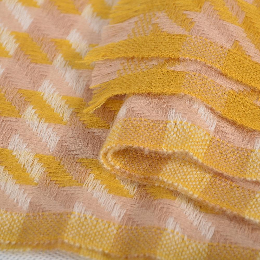 Green Yellow Plaid 100% Wool Scarves Pashmina Thicken Women Winter Soft Long Scarf Shawl Fashion Short Tassel Warm Neck Scarf