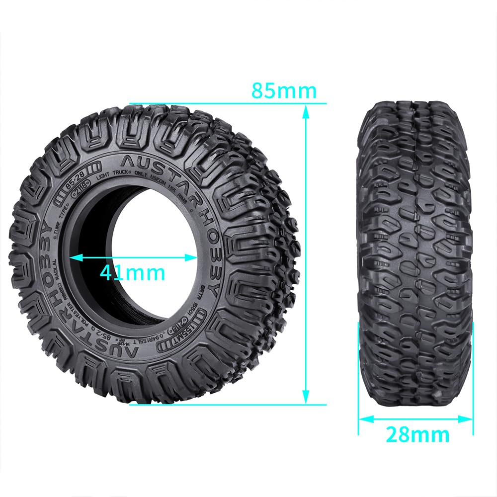 RC Crawler Tires, 1.55 Wheel Tires, RC Tires, All-Terrain Adventure Tires, 85mm, for AX90069 UTB18, MST, and JIMNY