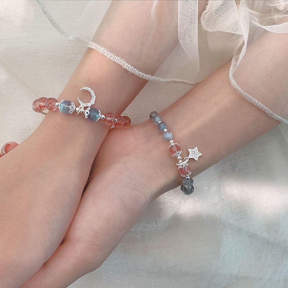

Циркон Звезда Друзья Подарки Луна Подвеска Корейские Браслеты Клубника Кристалл Браслеты Женские Браслеты star