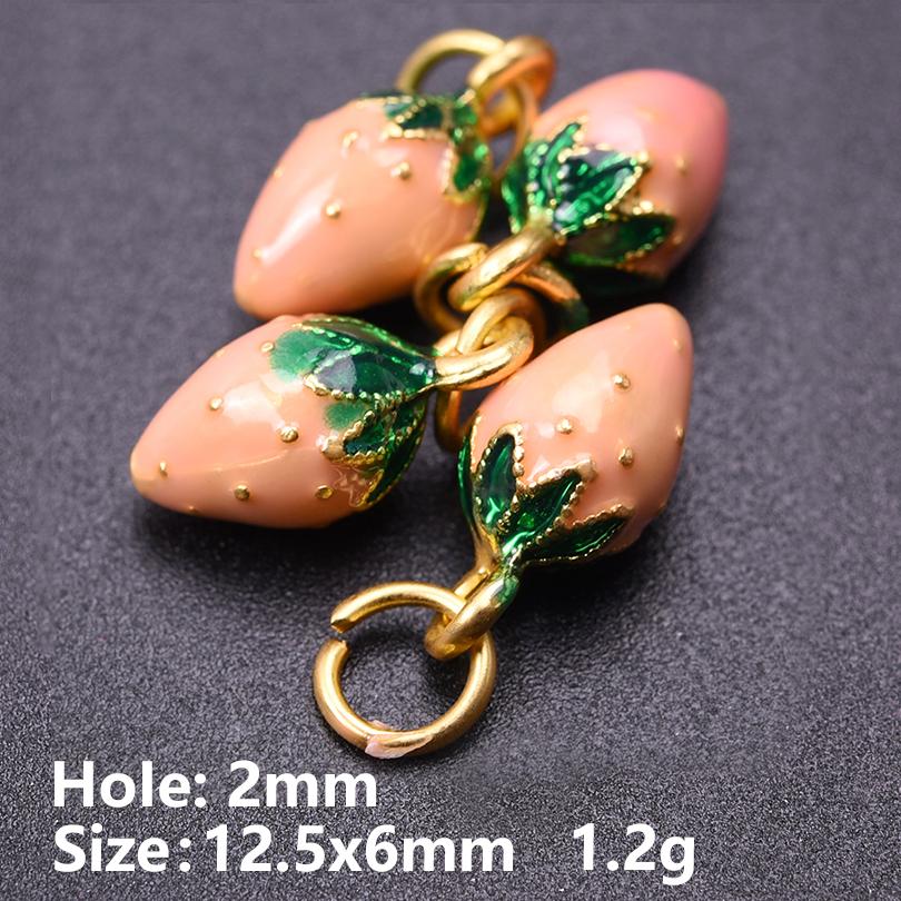 10pcs Cute Strawberry Pendant Charm Enamel Charms For Jewelry Making Supplies Fruit Accessories Handmade Materials DIY Breloque