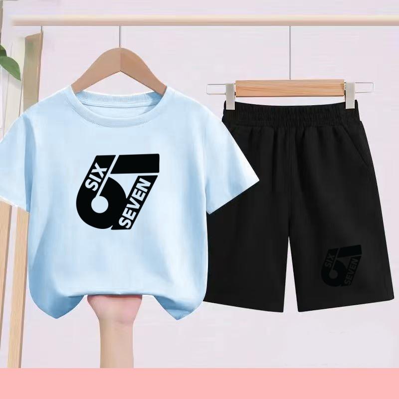 Completo sportivo per bambini: Set di T-shirt casual a maniche corte stampata+pantaloncini adatto per la calda estate