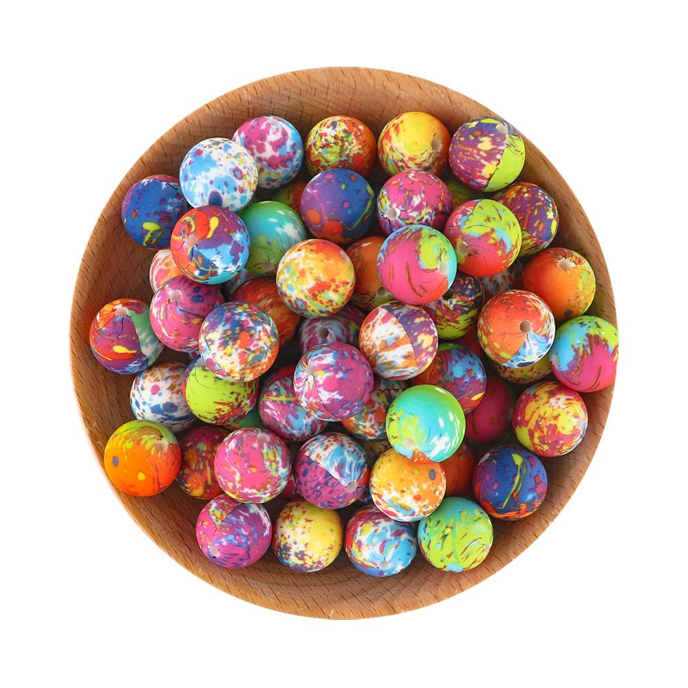 5Pcs 15mm Round Leopard Silicone Printed Beads For Jewelry Making DIY Keychain Necklace Bracelet Jewelry Accessories