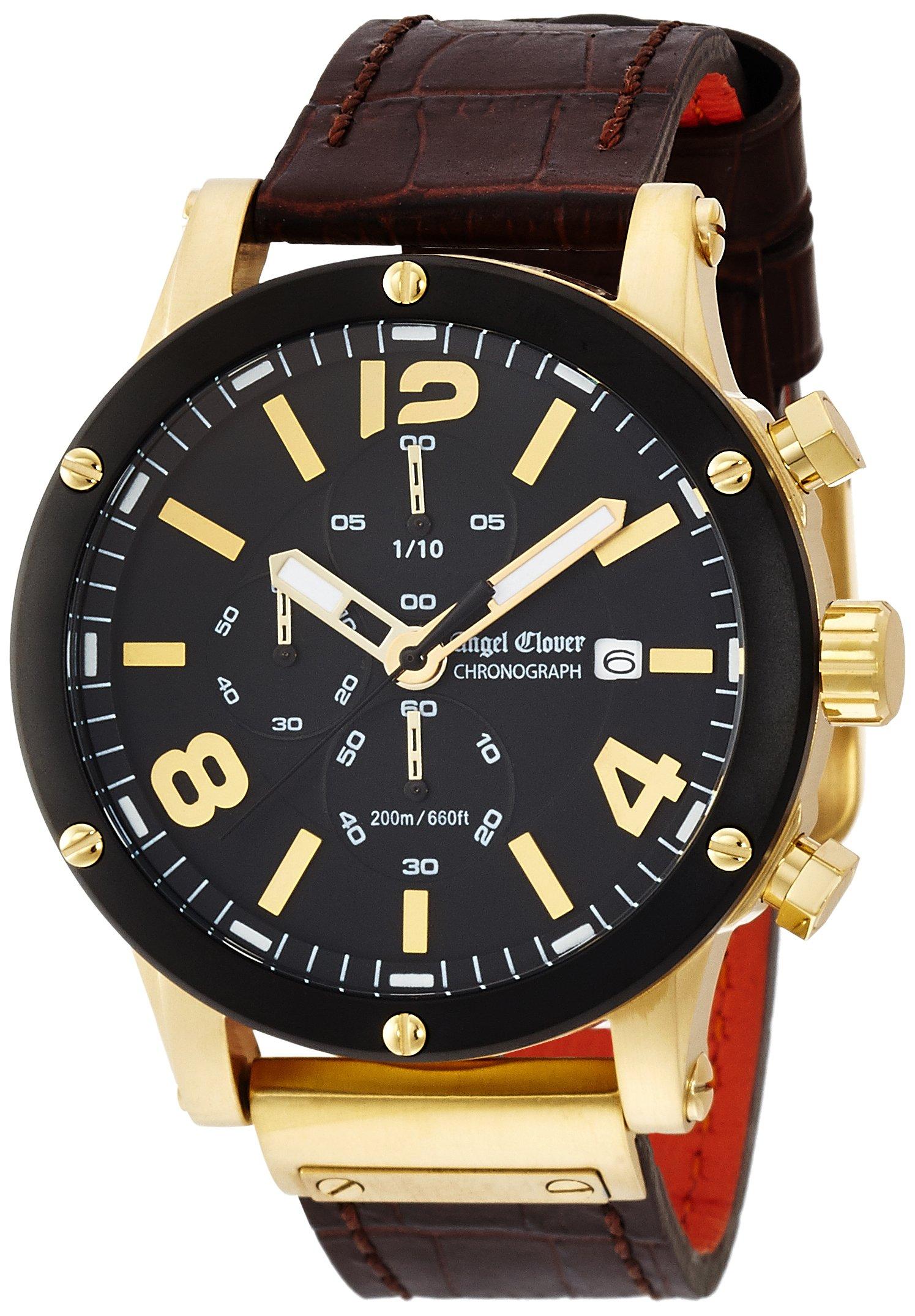

[Angel Clover] Wristwatch Angel Clover Exventure Black Dial Stainless Steel Quartz 46MM Official Warranty EVC46YBK-BW Men s Brown