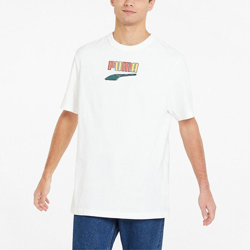 PUMA Downtown Logo Tee With Short Sleeves Men Tops White 535359-02
