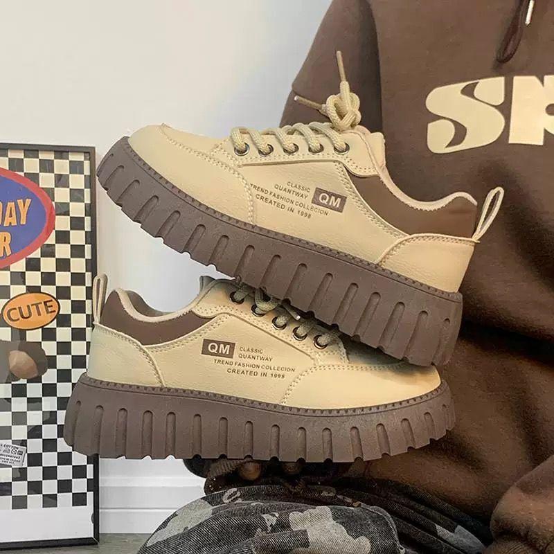 Shoes Platform White Shoes Women's Ins Tide 2025 Spring Explosion Versatile Biscuit Shoes Women's Shoes Niche Casual Board Shoes