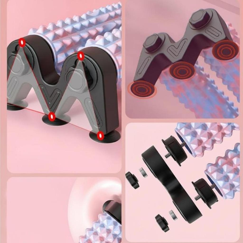 Fitness Roller Deep Tissue Foam with Suction Cups Full Body Massaging Tool Pilates Exercise