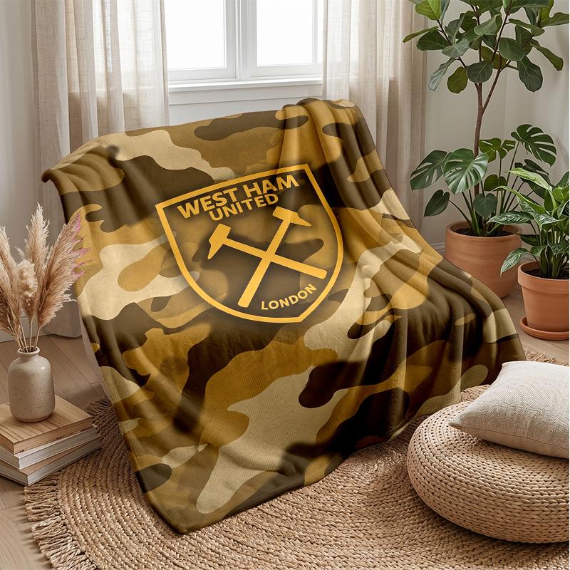 Coperta in Flanella con Stampa West Ham United, Morbida Calda Leggera Coperta da Divano Letto Campeggio