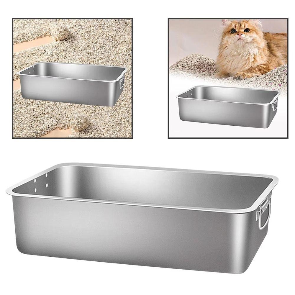 with Handle Litter Pan Stainless Steel Metal Cat Toilet New Cat Litter Box  Home