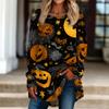 Women's Long Sleeve Halloween T-Shirt Loose Fit Crewneck Casual Print Top