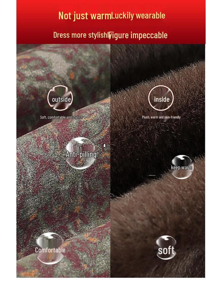 Winter Cotton Jacket with Fur Lining for Middle-aged and Elderly Women - Chinese National Style