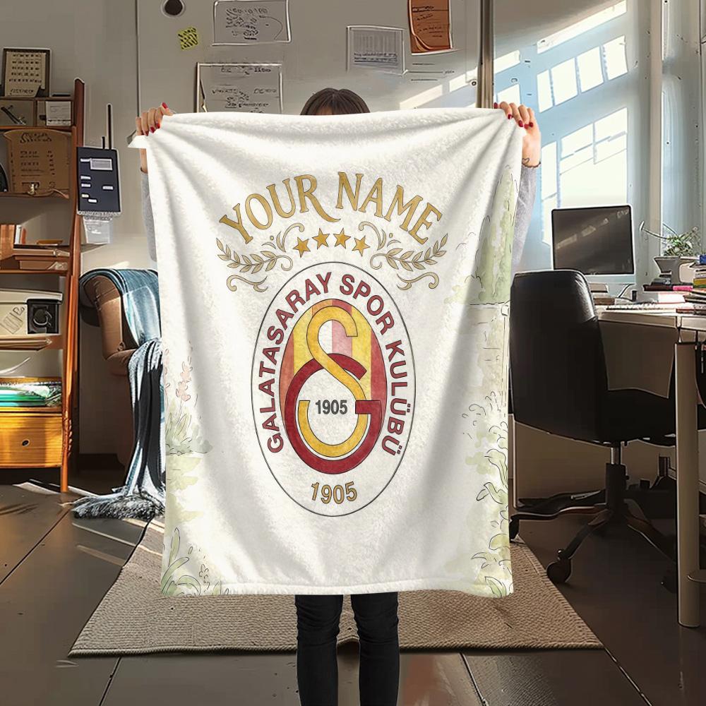 Custom Name Galatasaray Flannel Blanket, High Quality Comfortable for All Seasons, Home Decor, Warmth and Comfort