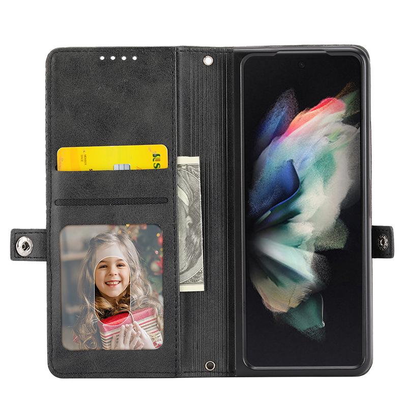 Samsung Folding Screen Leather Case - Calf Pattern Embossed Mobile Phone Case for ZFold4, Fold3, Z Fold5