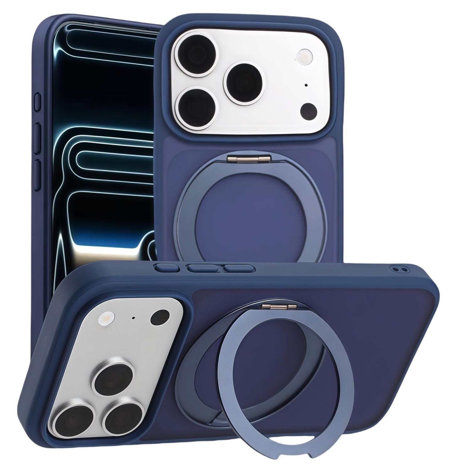 For iPhone 17 Pro Max Magnetic Case 360° Rotatable TPU PC Matte Phone Cover Compatible with MagSafe