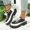 Fashion Women Shoes Autumn Round Toe Black Flats Loafers With Fur Casual Female Sneakers Ladies' Footwear Oxfords Clogs Platform Fall Cr