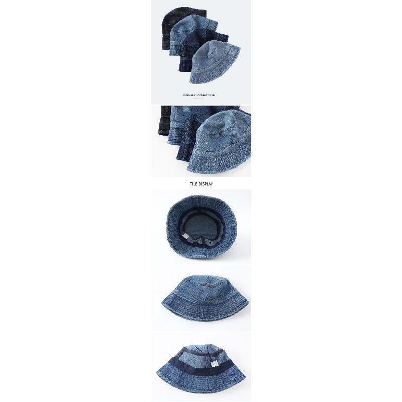 Denim Eimerhut, gewaschener und distressed Denim Hut, Outdoor Sonnenschutz Basin Hat für Männer und Frauen