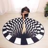 3D Round Carpets for Living Room Simple Black&White 3D Stereo Vision Carpet Area Rugs Geometric Anti-Skid Home Bedroom Floor Mat