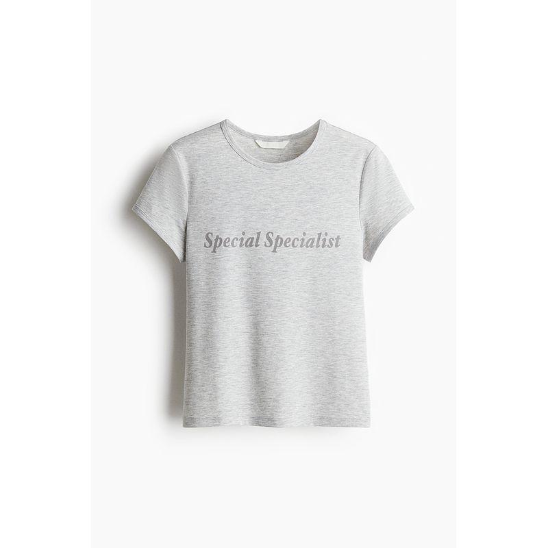 

HM 2025 Summer New Arrival Women s Letter Pattern Soft Knitting Jersey T-shirt 1297168