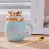 Heart-shaped Wings Butterfly Lid Gift Cup Cute Cartoon Ceramic Mug Water Cup with Lid