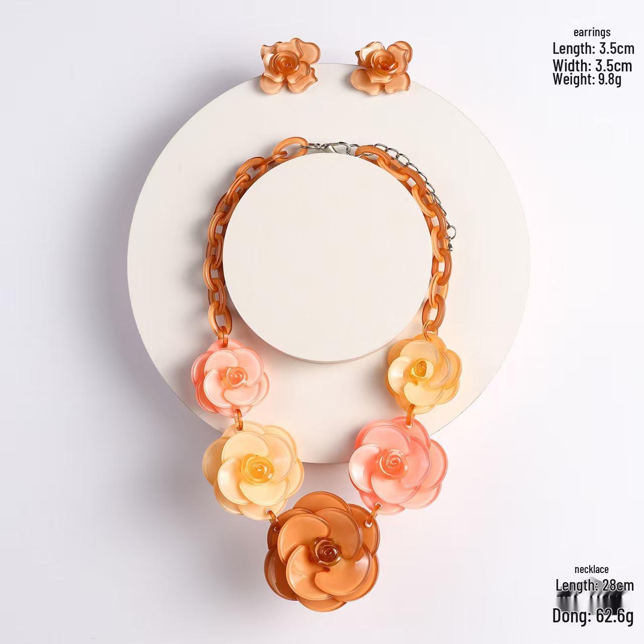 Ретро акриловый цветочный набор украшений: Ожерелье-заявление и серьги