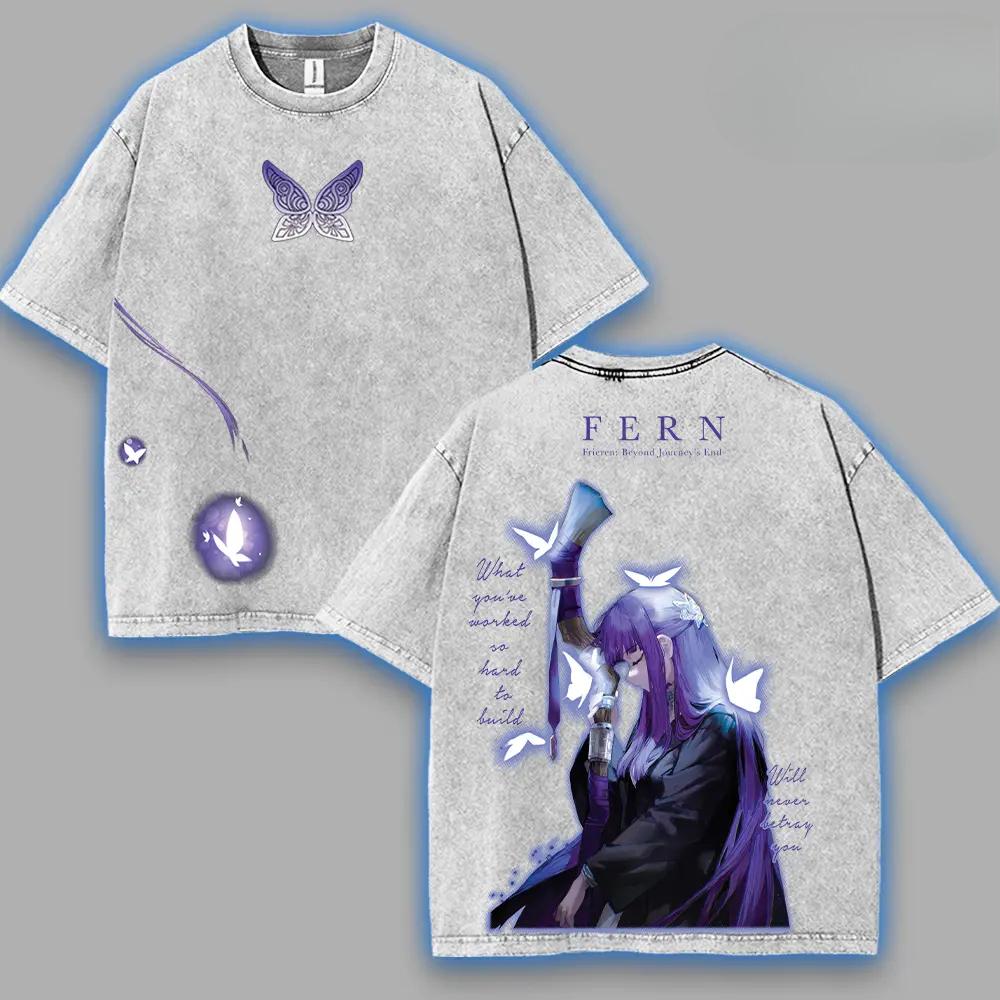 

Anime Frieren Tshirt Men Women Clothing Gothic Yk Vintage Washed Oversized T Shirt Summer Short Sleeve Cotton Tees Tops S