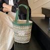 Casual Hand-Carrying National Style Tote Bag Linen Flower Printed Bohemian Handbag Lightweight Lunch Bag Women